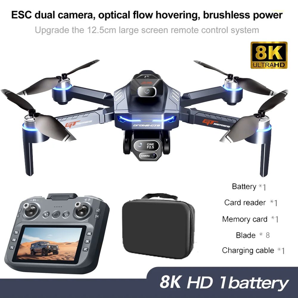 2025 Nouveaux drones GT8 FPV GPS 8K professionnels HD 360 ° Double caméra 5G WIFI moteurs sans balais évitement d'obstacles quadrirotor pliable