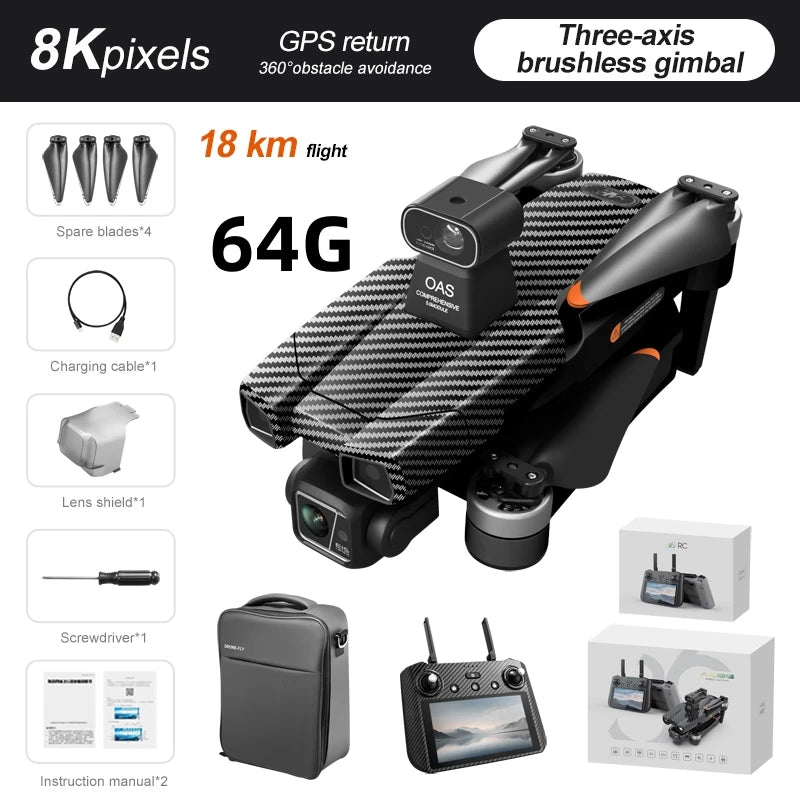 Drone VoltFly AE86 PRO Max 8K – Cardan 3 axes évitement obstacles