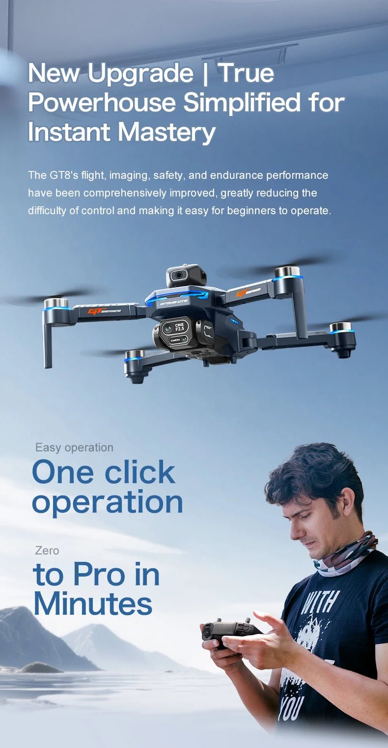 2025 Nouveaux drones GT8 FPV GPS 8K professionnels HD 360 ° Double caméra 5G WIFI moteurs sans balais évitement d'obstacles quadrirotor pliable