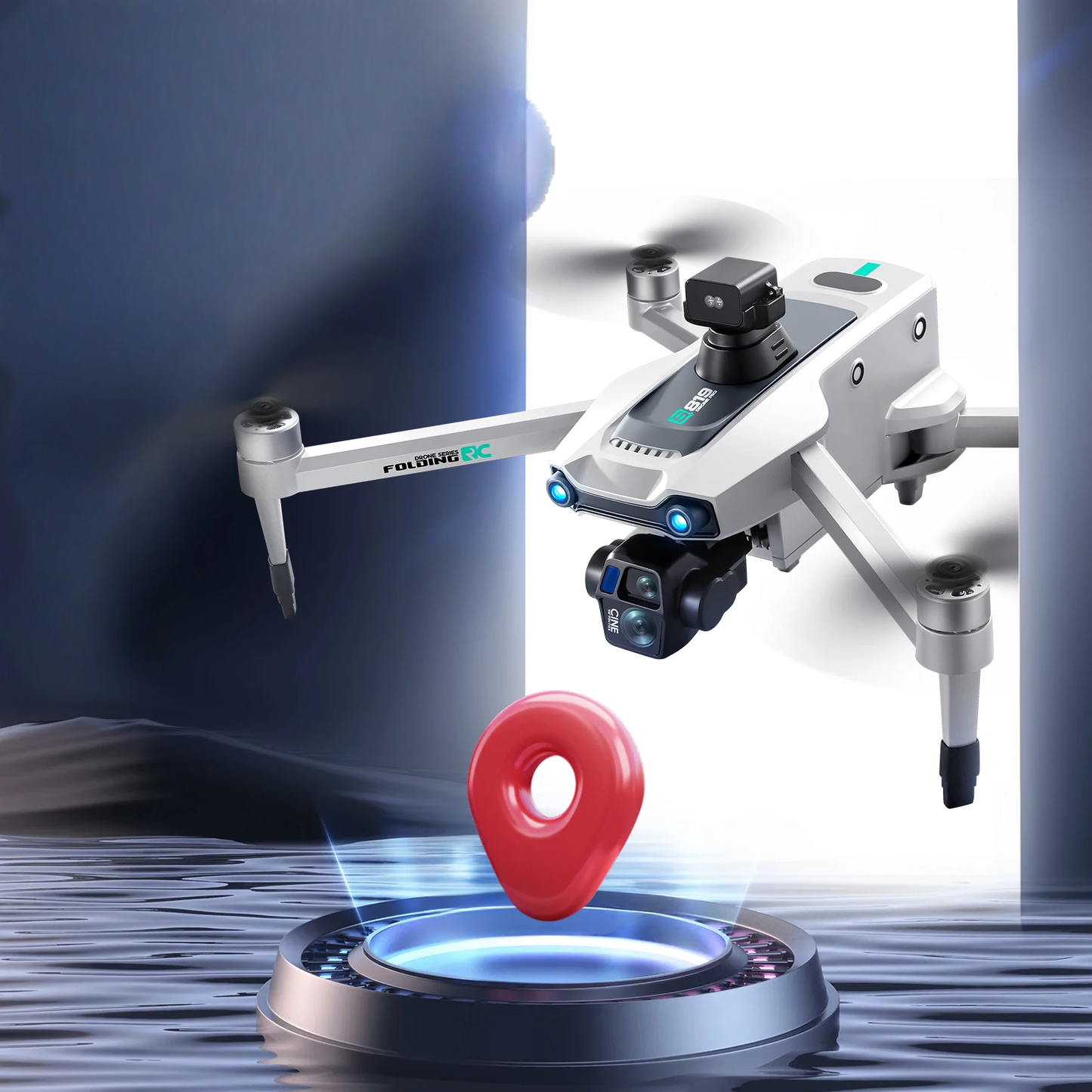 Drone S819 GPS HD avec Télécommande à Écran et 2 Batteries