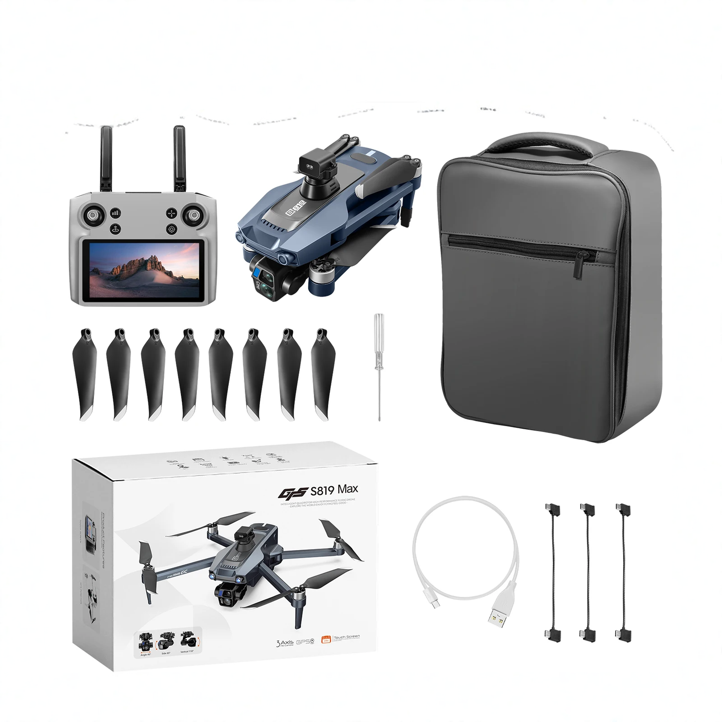Drone S819 GPS HD avec Télécommande à Écran et 2 Batteries