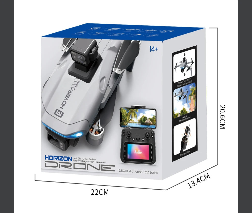 Drone X40 MAX 8K avec Caméra Double, Nacelle 3 Axes et GPS FPV