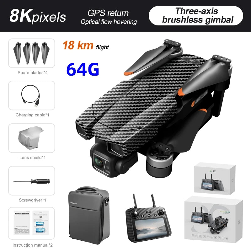 Drone VoltFly AE86 PRO Max 8K – Cardan 3 axes évitement obstacles