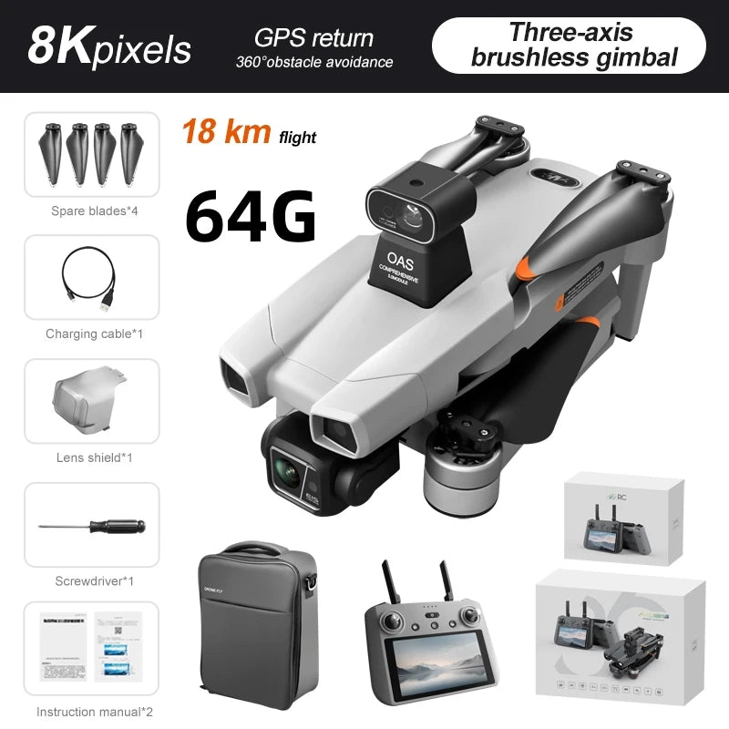 Drone VoltFly AE86 PRO Max 8K – Cardan 3 axes évitement obstacles