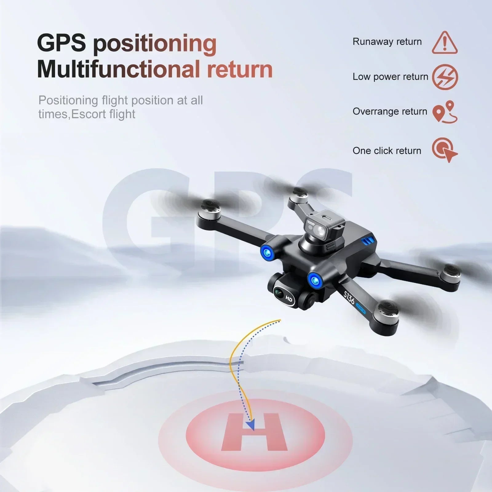 S136 Max GPS Rc Drone 4K HD Dual Camera Professional Photography Obstacle Avoidance Brushless Helicopter Foldable QuadcopterDrone avec caméraDimensionnel Dimensionnel