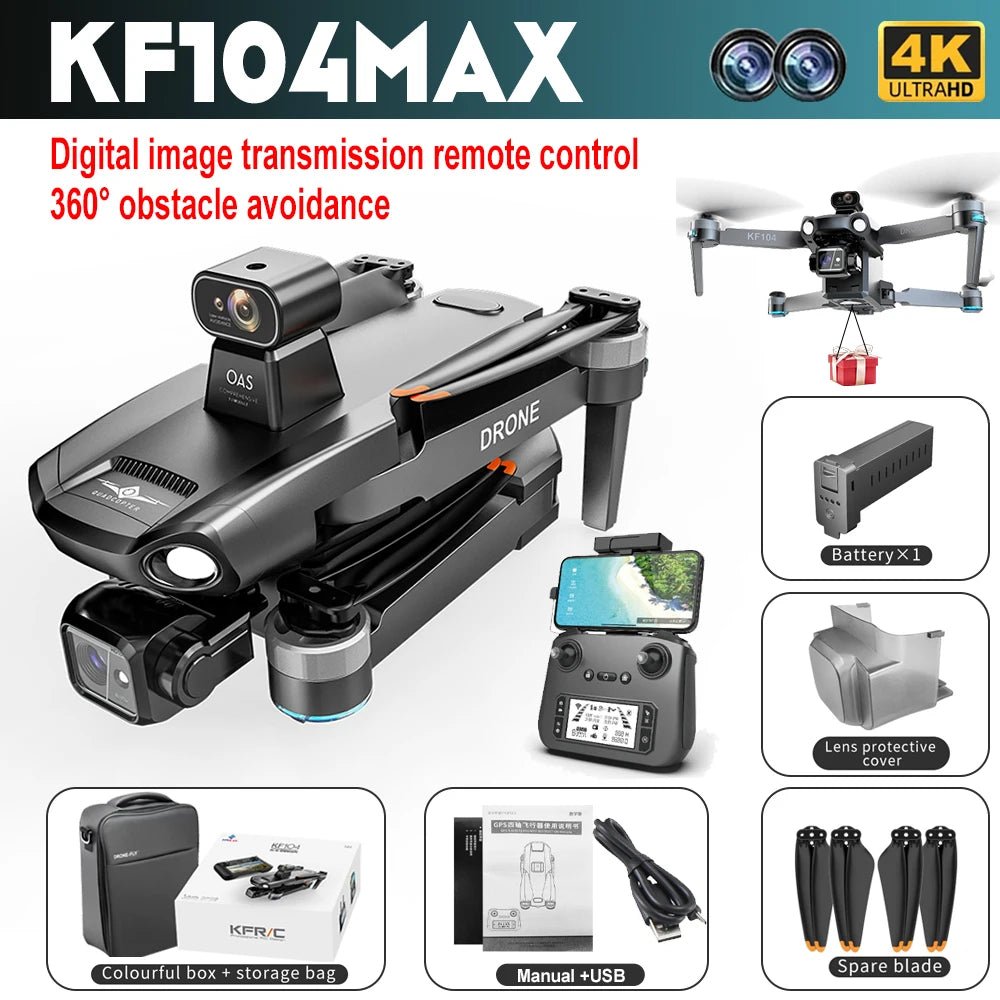 KF104 MAX 4K Drone Dual Camera GPS FPV ObstacleDrone avec caméraDimensionnel Dimensionnel