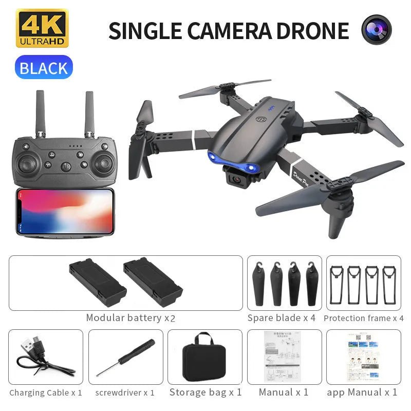 Professional drone E99 HD 4k aerial camera WiFi FPV one - click tumbling Mini quadcopter RC helicopter Children's toy holiday giftDrone avec caméraDimensionnel Dimensionnel