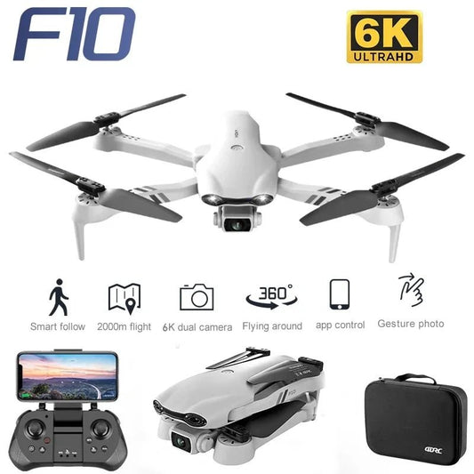 4DRC F10 Drone 6K Professional HD Dual Camera GPS 5G Wifi FPV Foldable Quadcopter Helicopter RC Dron Distance 2KM Toys For BoyDrone avec caméraDimensionnel Dimensionnel