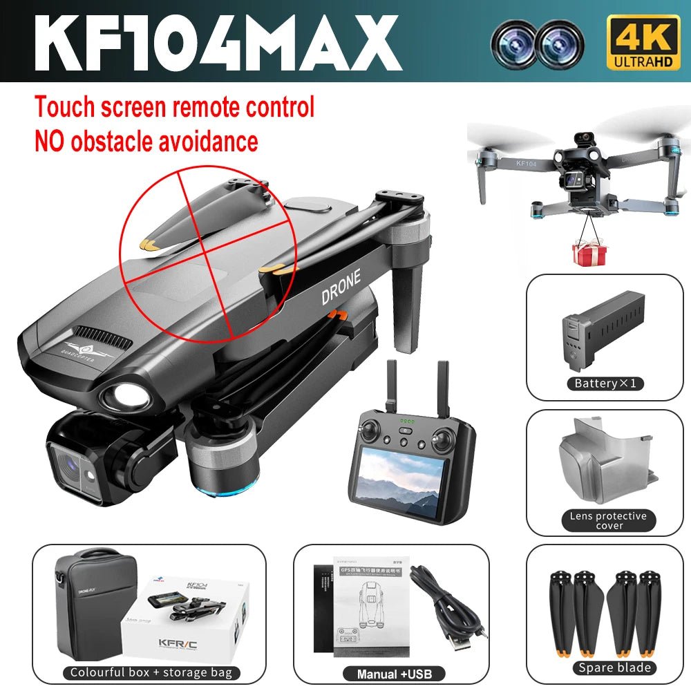 KF104 MAX 4K Drone Dual Camera GPS FPV ObstacleDrone avec caméraDimensionnel Dimensionnel