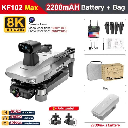 KF101 MAX - S Drone Professional 8K HD Camera Aerial Photography GPS RC Aircraft Four - Sided Obstacle Avoidance Foldable QuadcopterDrone avec caméraDimensionnel Dimensionnel