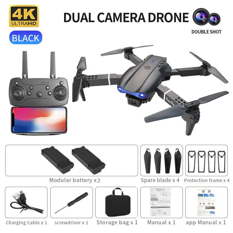 Professional drone E99 HD 4k aerial camera WiFi FPV one - click tumbling Mini quadcopter RC helicopter Children's toy holiday giftDrone avec caméraDimensionnel Dimensionnel