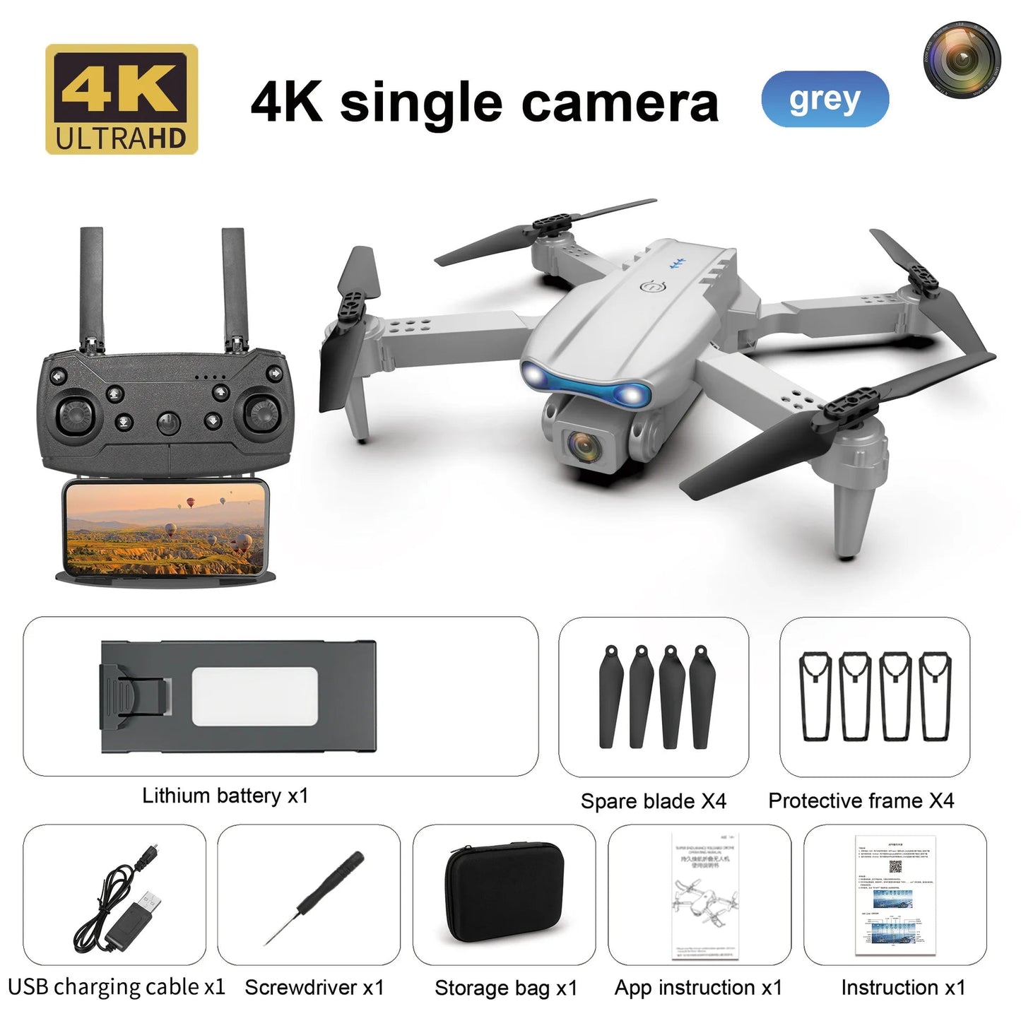 Professional drone E99 HD 4k aerial camera WiFi FPV one - click tumbling Mini quadcopter RC helicopter Children's toy holiday giftDrone avec caméraDimensionnel Dimensionnel