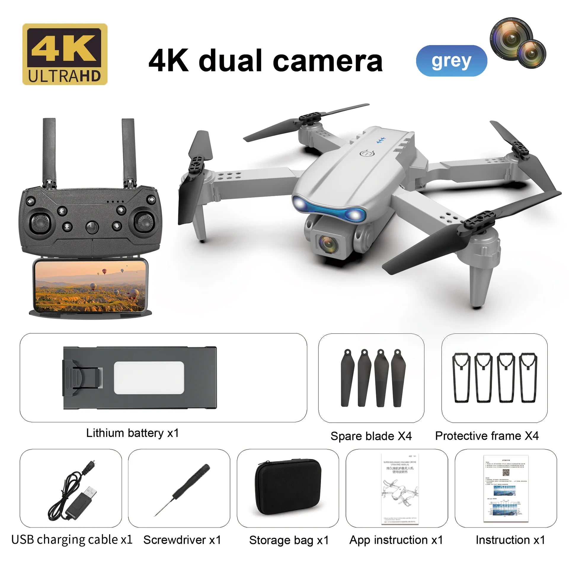 Professional drone E99 HD 4k aerial camera WiFi FPV one - click tumbling Mini quadcopter RC helicopter Children's toy holiday giftDrone avec caméraDimensionnel Dimensionnel