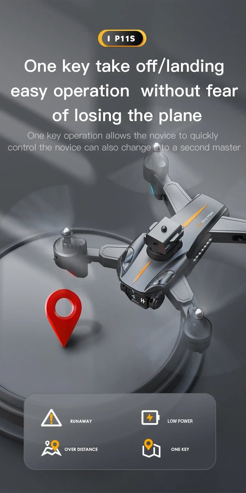 Lenovo - Drone P11S 8K Professionnel, Photographie Aérienne Haute Définition, Caméra pour Touristes, Quadrirotor Omnidirectionnel, Évitement d'ObstaclesDrone avec caméraDimensionnel Dimensionnel