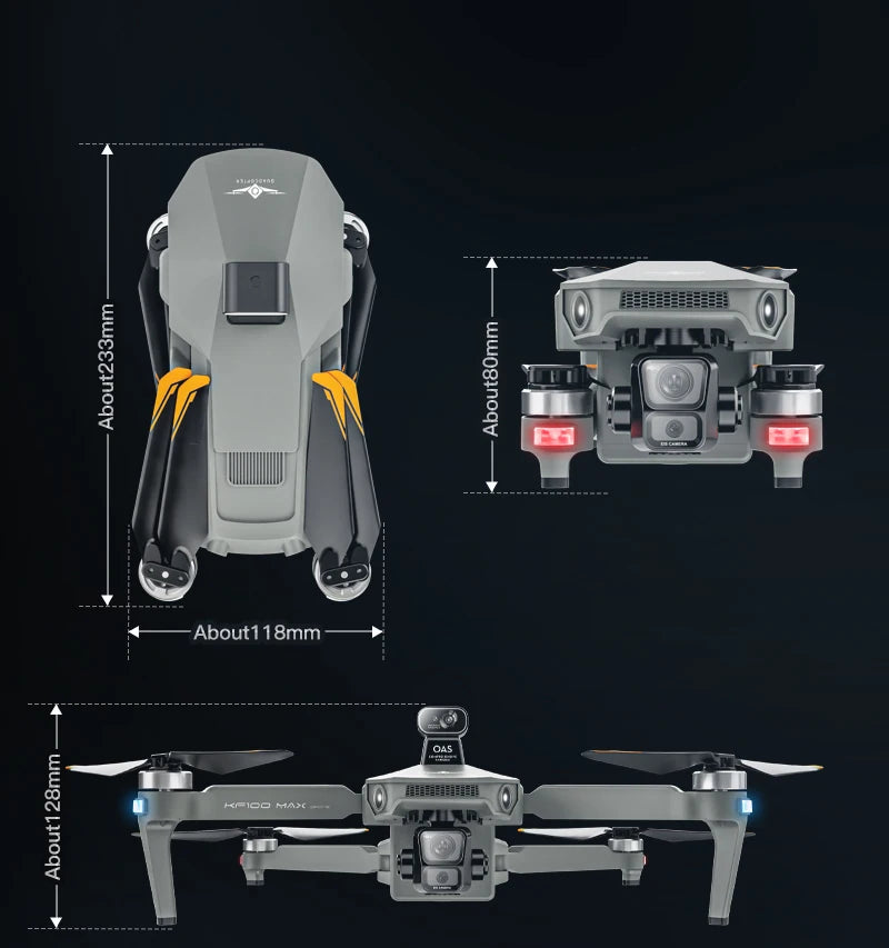 KF100 MAX — Drone Professionnel 4K | Gimbal 3 Axes, GPS, 6km, 50 min de vol